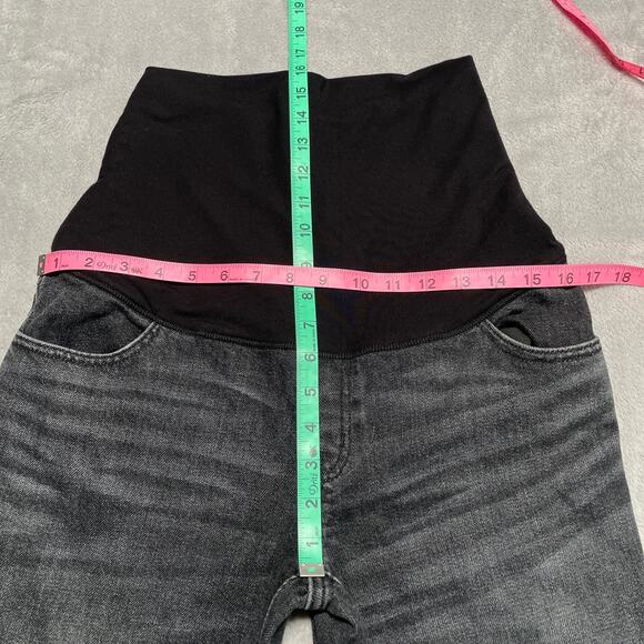 Hatch Over The Bump Jeans 27 Black Maternity Straight Leg Stretchy Raw Hem - Picture 5 of 7